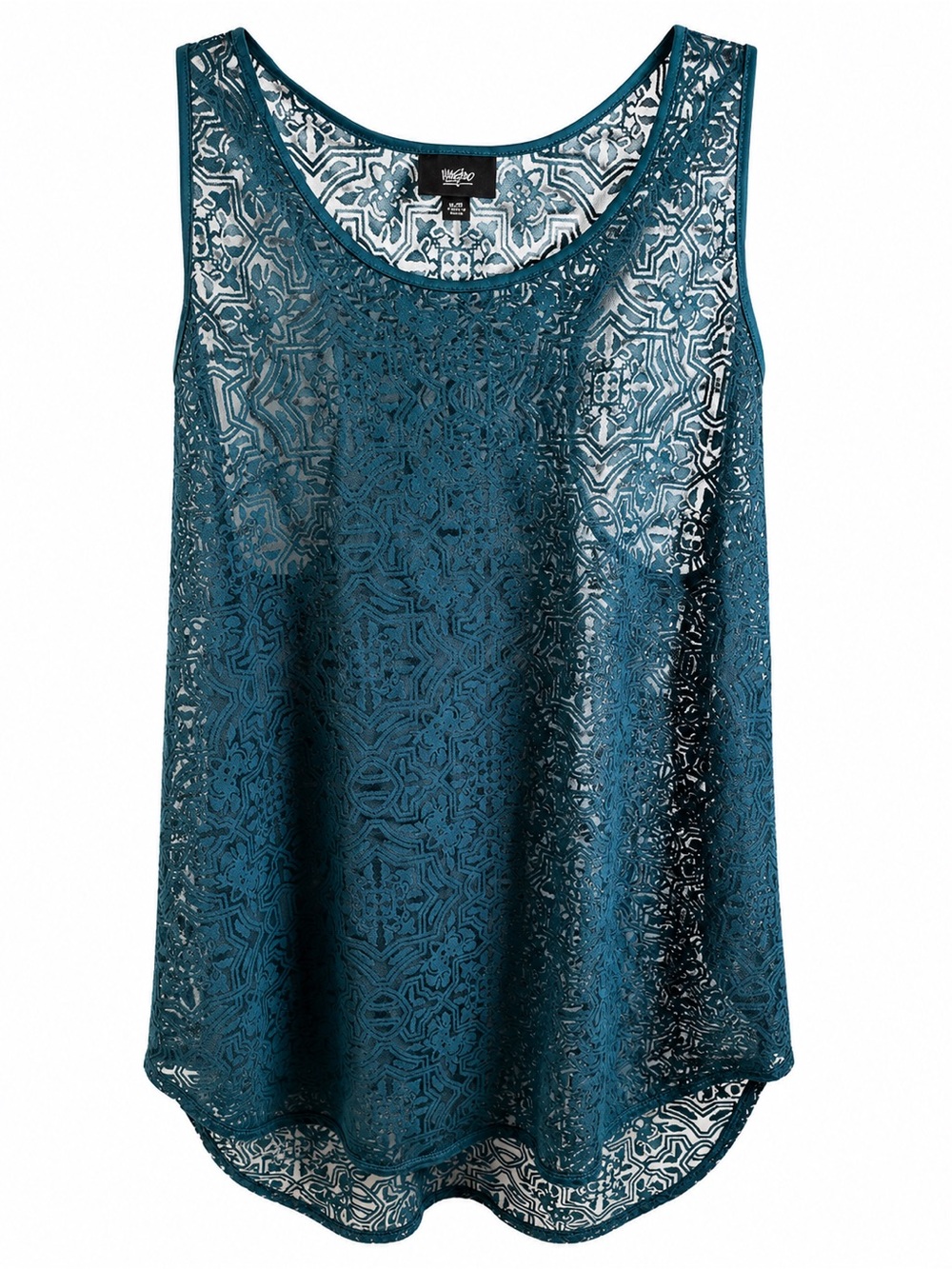 Mossimo Supply Co. Teal Lace Overlay Sleeveless Tank XL